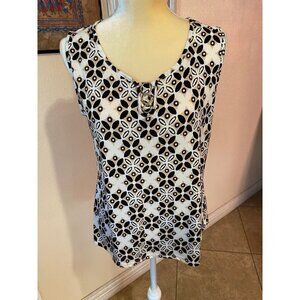 BYdesig Geometric Tank Top w/Gold Embellishment collar, wome…
